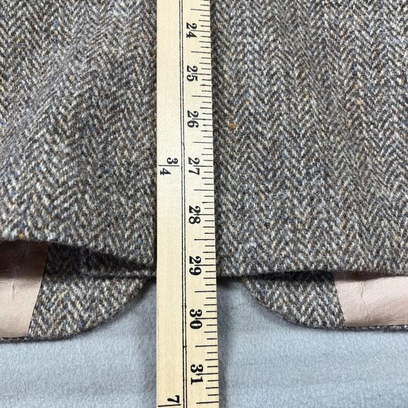 Harris Tweed Blazer Mens 44 Short Brown Herringbone Wool Hand Woven Scotland - Picture 11 of 16